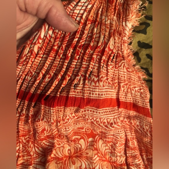 Free People  size small coral print top with open back sleeveless gauzy top - Picture 4 of 16